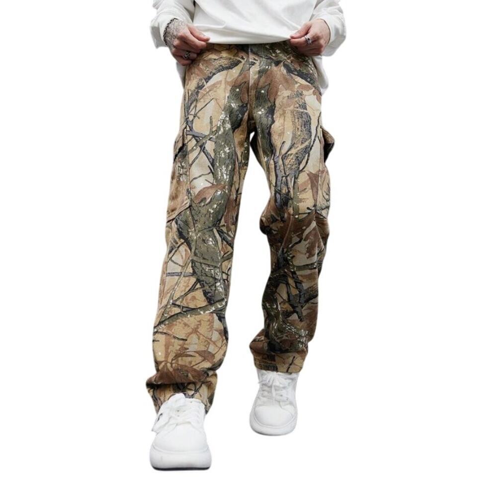 Outdoor Camo Allover Printed Cargo Jeans in Multi, Size 32​​​